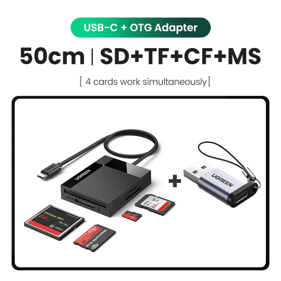 Kartenleser 4-in-1 USB3.0/USB-C SD Micro SD TF CF MS Compact Flash