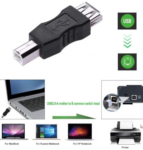 USB 2.0 A-Buchse auf B-Adapterstecker