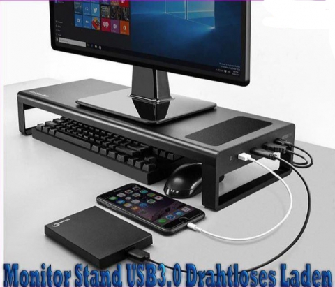 Monitor Stand USB3.0 Wireless Charging