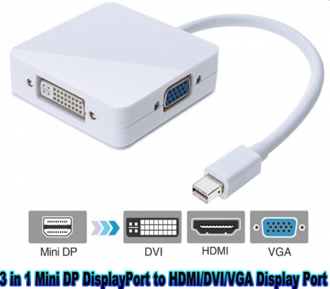 3 in 1 Mini-DP zu HDMI / DVI / VGA-Anzei