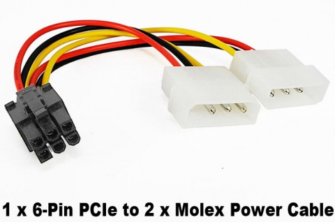6-Pin PCIe zu 2 x Molex Power Kabel