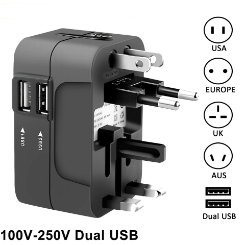 Universeller Reisesteckeradapter 2 USB-Anschluss