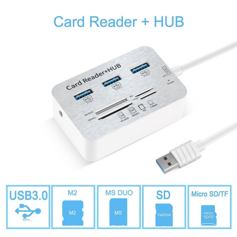 USB 3.0 HUB 7in1 3 Ports SD TF MS,M2 MMC Speicherkartenleser