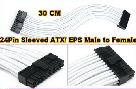 24 Pin Sleeved ATX / EPS M bis F Kabel 3