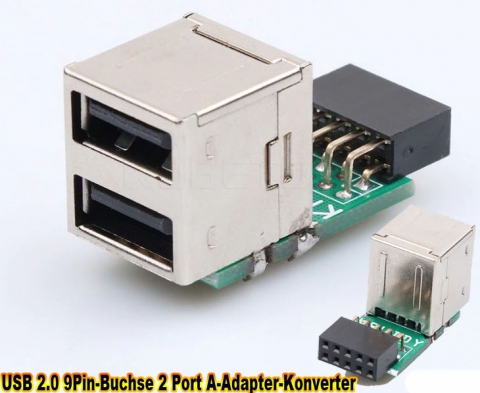 USB 2.0 9Pin-Buchse 2 Port Konverter