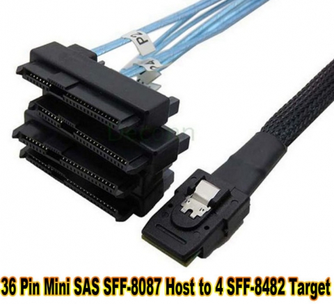  SAS SFF-8087 Host to 4 SFF-8 36 Pin Mini
