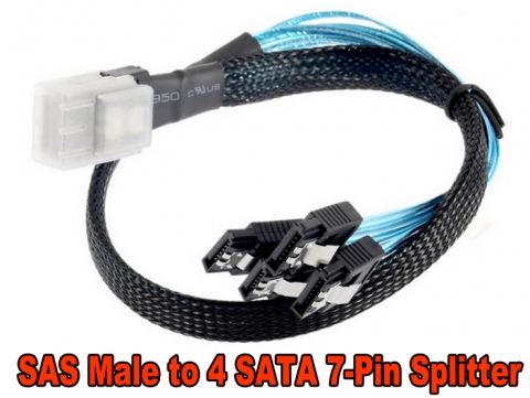 Mini SAS 4i SFF-8087 to 4 SATA Cable 0.5