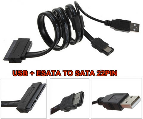 USB + eSATA zu SATA 22pin Kabel