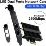 2500Mbps Pcie To RJ45 Intel I226 Network Card 2.5G Gigabit Ethernet Dual Ports 100/1000/2500Mbps Network Card For Desktop
