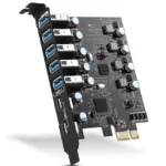 PCIe USB 3.0 Card Expansion USB-A 5X USB-C 2X PCI Express USB Add in Card Internal USB3 Hub Converter for Desktop PC Host Card